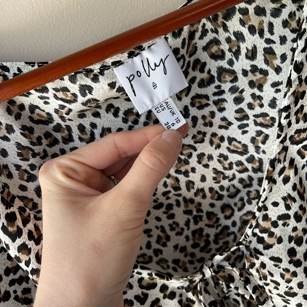 Princess Polly Arman Animal Print Cropped Tie Top Ruffle Hem Size 6 - Picture 6 of 6